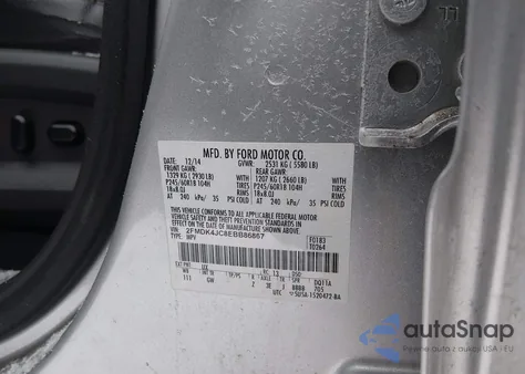 2014 Ford Edge Sel из США, поврежденный, VIN 2FMDK4JC8EBB86867